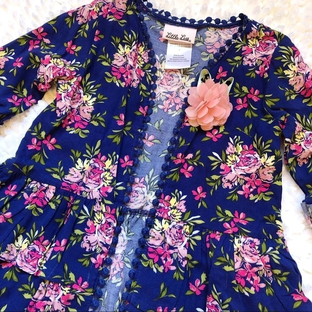 Girls boho bohemian floral kimono open cardigan size 2T
